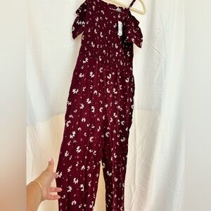 Children’s Place XXL Jumpsuit, Floral Maroon